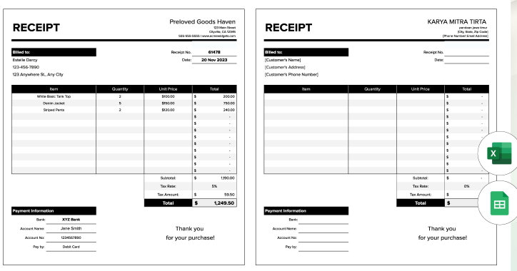 Best Free Receipt Templates for Excel Downloads